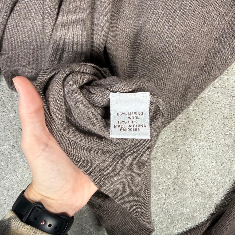 Peter Millar Crown Soft Mens M Brown Merino Silk 1/4 Zip Pullover Sweater READ - Picture 10 of 11